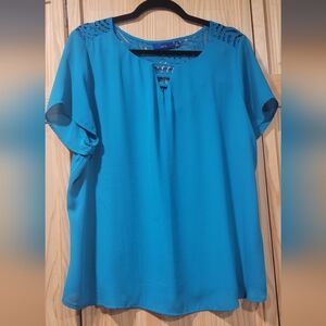 Apt 9 Mixed Media Turquoise Lace Back Top Size XL NWT